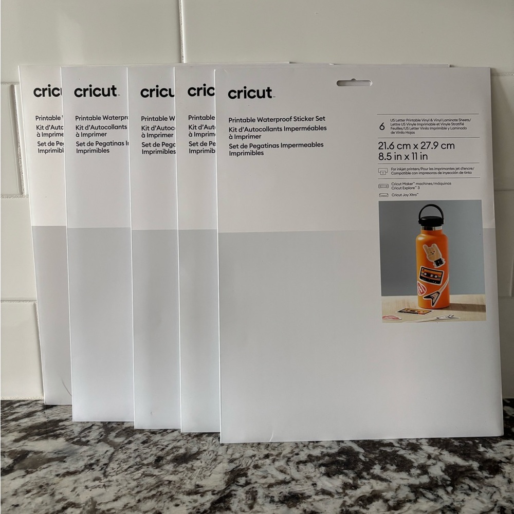 (5) Cricut Printable Waterproof Sticker Bundle of 5